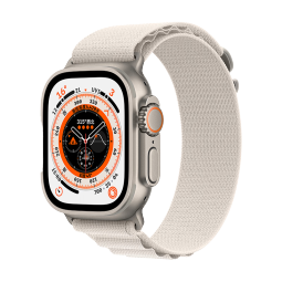 Apple/苹果 Watch Ultra 智能手表GPS+蜂窝款 49毫米 钛金属表壳星光色高山回环式表带大号 MQFD3CH/A