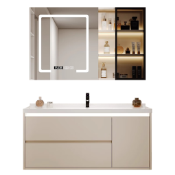 万和（Vanward）浴室柜组合陶瓷一体盆 洗手盆柜组合 卫生间洗脸盆柜组合洗漱台 A-60cm|双门|智能方镜|送龙头