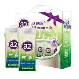a2全脂纯牛奶澳洲进口营养早餐奶A2型蛋白质200ml*12盒 礼盒装