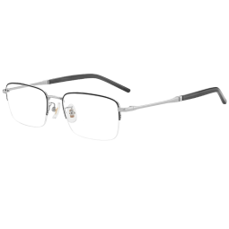 镜邦新款变灰色眼镜近视男大方框眼镜平光眼镜变色黑框眼镜可配近视片 18032枪色 配1.56极速感光变色镜片