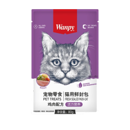 顽皮（Wanpy）鲜封包成幼猫罐头营养猫粮猫咪零食猫湿粮条 鸡肉80g*5包