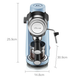 小熊（Bear） 咖啡机意式半自动家用 小型5Bar泵压式高压萃取 花式浓缩咖啡蒸汽奶泡冲泡一体 浅蓝色 KFJ-A02N1