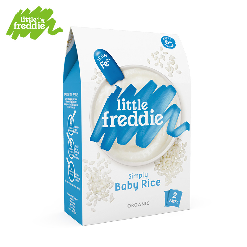小皮(LittleFreddie)高铁有机大米粉宝宝辅食婴儿营养米糊钙铁锌米粉(6+月龄适用)160克*3盒