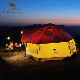 骆驼（CAMEL）户外露营蘑菇屋帐篷便携折叠野营加厚野餐公园露营自动帐3-4人 1142253030，浅摩卡