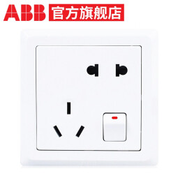 ABB 开关插座 德逸系列 86型墙壁电源插座 白色 五孔一开