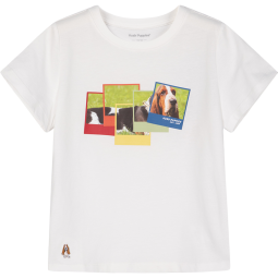 暇步士（Hush Puppies）童装男童女童夏季新款时尚百搭短袖圆领衫 本白 140cm