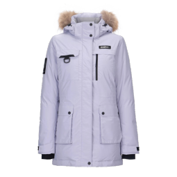 黑冰（BLACKICE）冬季女款700+蓬鹅绒休闲工装羽绒服户外带帽防寒派克大衣 米白 M