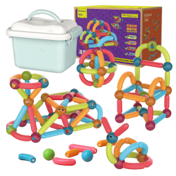 纽奇（Nukied）儿童磁力棒积木大颗粒磁铁玩具创意拼搭3-6岁男女孩早教玩具礼物 星星熊磁力棒46件套