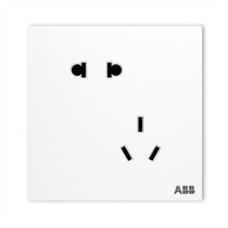 ABB 开关插座面板 盈致系列白色  无边框 86型电源 斜五孔10只装（预售款）