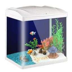 森森（SUNSUN）鱼缸水族箱桌面生态金鱼缸玻璃迷你小型客厅懒人免换水家用缸 (高清玻璃)白230(带20件套)