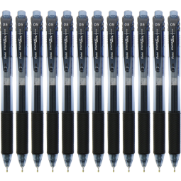 派通（Pentel）0.5mm中性笔速干水笔 彩色按挚式针管式签字笔BLN105 黑色12支装