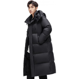 鸭鸭（YAYA）新款羽绒服男款长款加厚连帽休闲保暖极寒外套FL 米白色 S /155