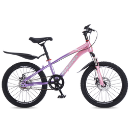 凤凰山地自行车男女变速山地车碟刹青少年儿童自行车学生单车 星际 粉紫【单速+辐条轮】 18寸【适合120-155cm】