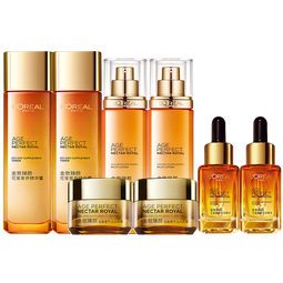 欧莱雅（L'OREAL）套装抗皱金致臻颜保湿补水紧致化妆品护肤品礼盒520礼物送女友 花蜜奢养8件套礼盒装