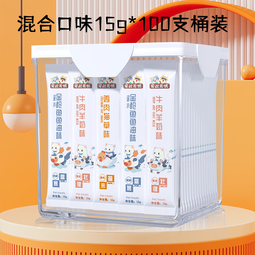 瓜洲牧猫条100支整箱囤货猫咪零食罐头营养成幼猫湿粮用品小鱼干猫罐头 【主食混合味】100支收纳桶装