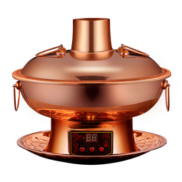 炊老爷 铜火锅碳电两用纯紫铜老式插电木炭铜锅火锅鸳鸯铜锅具涮肉暖锅 30CM遥控单味锅【2-4人】