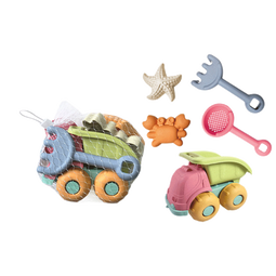 纽奇儿童沙滩玩具宝宝海边玩挖沙戏水沙漏户外工具铲子桶套装麦秆材质 麦杆安全料｜沙滩车5件套