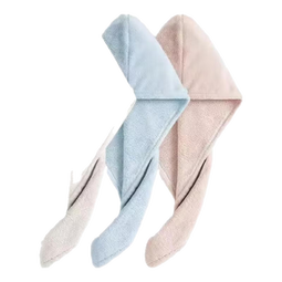 三利干发帽强吸女可爱长发头巾吸水速干不易掉毛洗头帽包头加厚浴帽 浅咖+浅粉