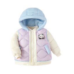 巴拉巴拉童装宝宝羽绒服保暖婴儿外套儿童冬季两件套萌趣男童女童 粉紫70032 73 外套充绒量24g+马甲充绒量15g