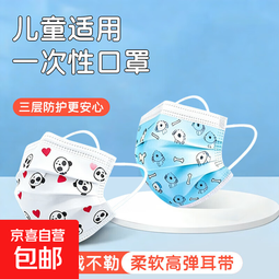 儿童一次性口罩卡通图案轻薄透气 蓝狗图案5片装