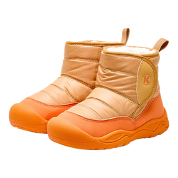 卡特兔儿童雪地靴童鞋儿童运动鞋户外机能靴登山鞋防水防滑高帮加绒棉鞋 棕橙 24 内长14.5cm  脚长13.6-14.2