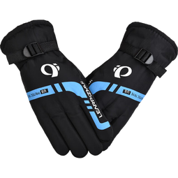 户外配饰手套男款冬季女保暖骑行防滑防寒加绒加厚电动摩托车手套 加厚加绒-黑红色【均码通用】