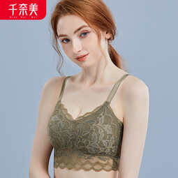 千奈美断码清仓薄款美背文胸大胸显小运动抹胸文胸收副乳胸罩 橄榄色 75A M (BC)