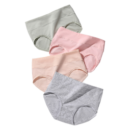 洁丽雅（grace）4条装女式内裤女纯色棉质中腰提臀收腹防夹臀舒适大码三角内裤头 【4条装】豆绿+暗粉+粉红+温杏 M【建议70斤-90斤】