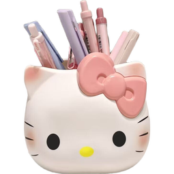 KT猫化妆刷收纳筒创意学生收纳盒牙刷罐子桌上宿舍办公高颜值笔筒 KT猫圆筒X2 均码