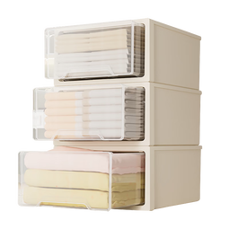 衣物收纳箱卧室收纳柜储物箱家用塑料抽屉式内衣收纳衣柜 透明白【27.5深度】