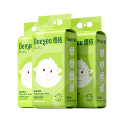 德佑悬挂式洗脸巾200抽*3提 大容量加厚干湿两用擦脸巾绵柔洁面纸巾