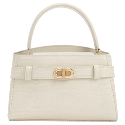 CHARLES&KEITH鳄鱼纹凯莉包手提斜挎婚包包女包生日礼物新年礼物CK2-50270880-1 Ivory象牙色 S