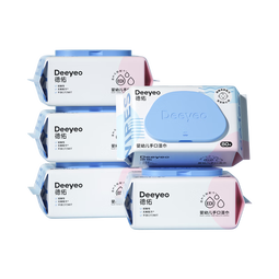 德佑婴儿手口湿巾 儿童湿纸巾擦手口屁屁亲肤温和 80抽*5包