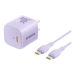 倍思苹果17充电器30W/20W可折叠快充头套装Type-C数据线适用iPhone17/16/15proMax/14手机iPad平板 【30W折叠套装】苹果15-17星云紫1.5米 适用苹果全系-安全快充不伤机