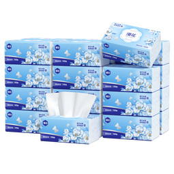 漫花蓝茶花纸巾抽纸4层400张*40大包整箱批发家用餐巾面巾卫生纸