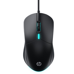 惠普（HP） 有线鼠标 商务办公家用经典左右手通用对称鼠标有线 电脑笔记本USB接口即插即用 发光轻音（黑色）
