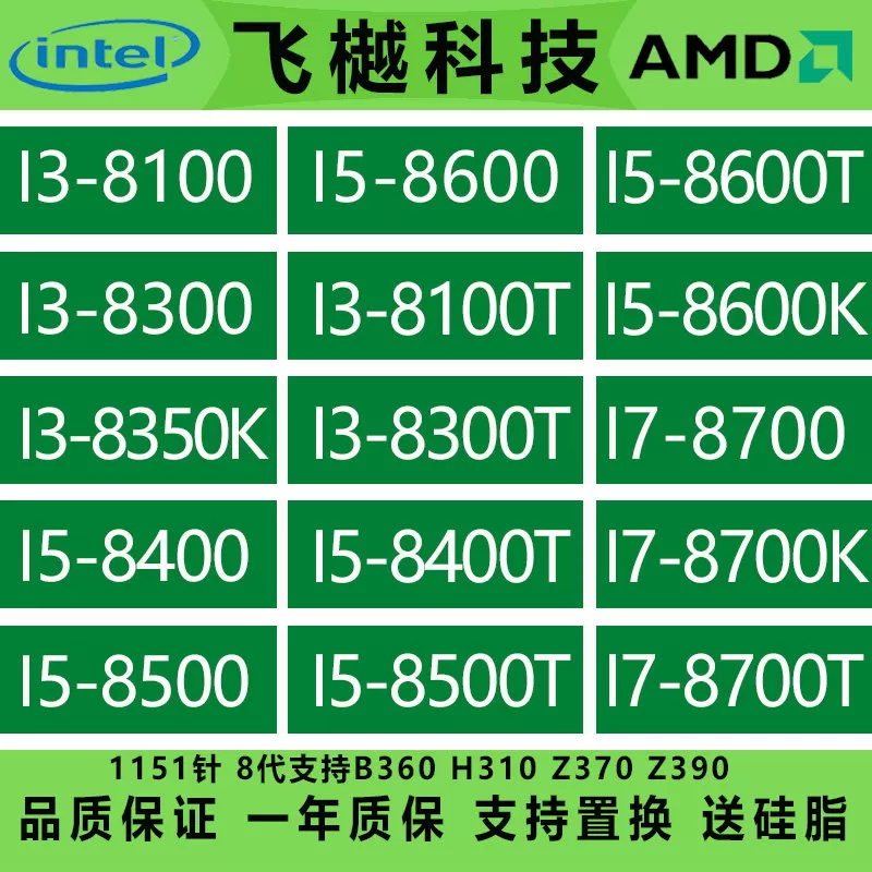 I3 8100 8300 8350K I5 8400 8500T 8600K I7 8700K 8700T 8086K