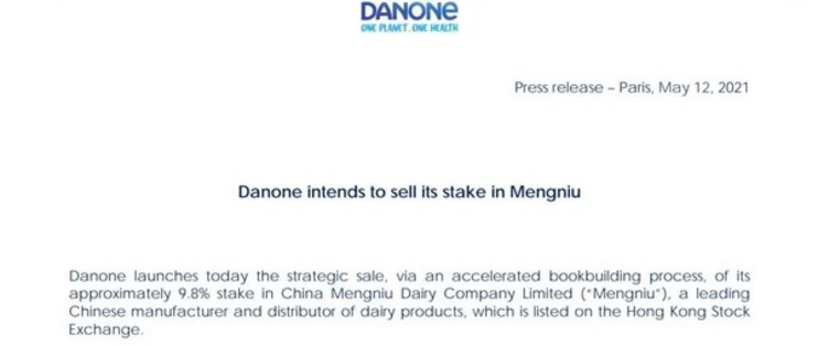 达能官宣清仓蒙牛股份，“达蒙CP”分手