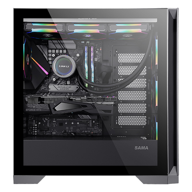 先马(sama)颜之神 钛灰色 电脑主机箱 12风扇位/双360水冷位/多硬盘位