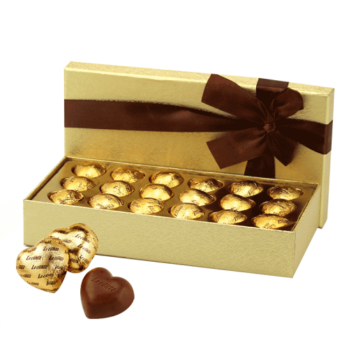 纯可可脂巧克力18粒礼盒金色爱心送女友礼物18粒心形巧克力礼盒送礼袋