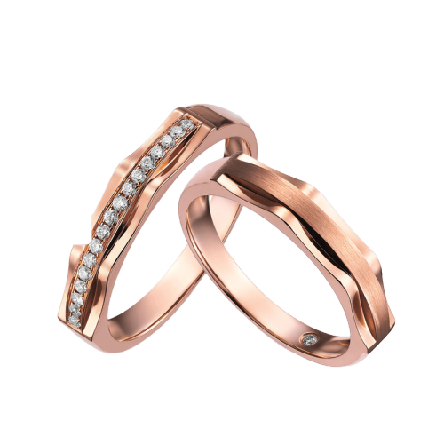 潮宏基520情人节礼物丘比特永恒星缘18k金彩金钻石戒指情侣对戒婚戒yd