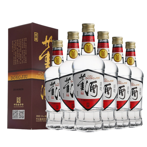 董酒董酒高度白酒白标八角瓶54度500ml6瓶董香型整箱装白酒