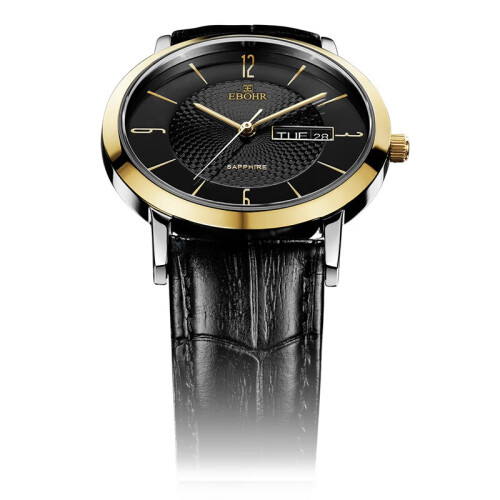 依波(ebohr)手表 天翼系列黑面皮带石英情侣表男表钟表10450734 199元
