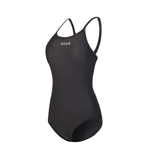 洲克zoke泳衣女连体三角素色修身遮肚温泉女士游泳衣123501115深灰l