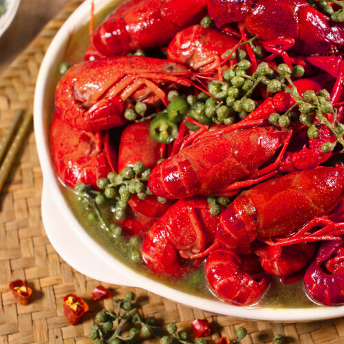 富海锦 麻辣藤椒小龙虾900g 4-6钱 净虾500g 加热即食 露营烧烤食材