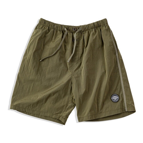 马登工装山系户外轻薄尼龙短裤速干机能褶皱肌理感五分中裤男夏军绿色