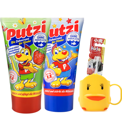 璞慈putzi德国进口儿童牙膏婴儿牙膏宝宝牙膏水果味牙膏适合06岁2只装