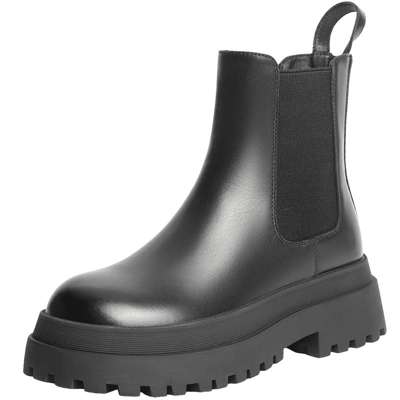 百丽切尔西女新款英伦风厚底短靴