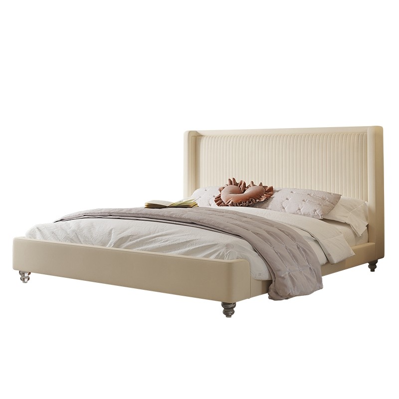 优梵艺术主卧现代简约布艺绒布床