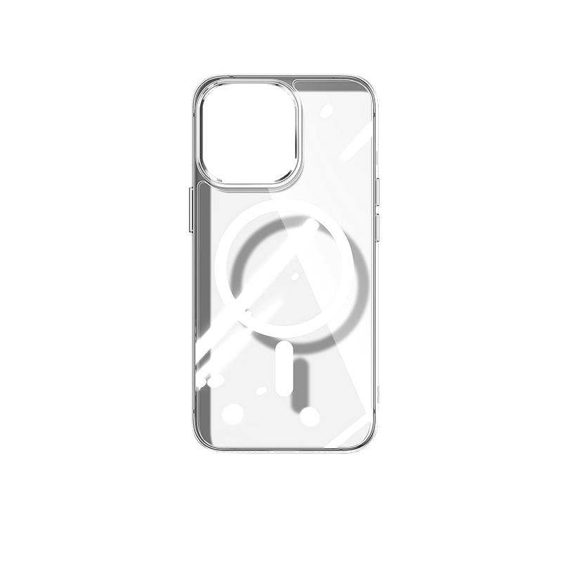 适用苹果14promax磁吸透明感手机壳